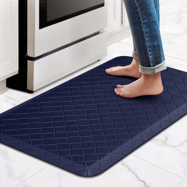 HappyTrends Kitchen Runner Rugs Anti-Fatigue mats,17.3"x 28",Non Slip Waterproof Ergonomic Comfort Mat for Kitchen, Floor Home, Office, Sink, Laundry,Blue