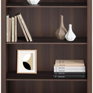 Prepac Sonoma 4-Tier Bookcase 48"H with 3 Adjustable Shelves, Espresso Storage Cabinet, Modern Display Cabinet, Bookshelf with Storage Shelves for Home Office, Living Room, Bedroom Organizer